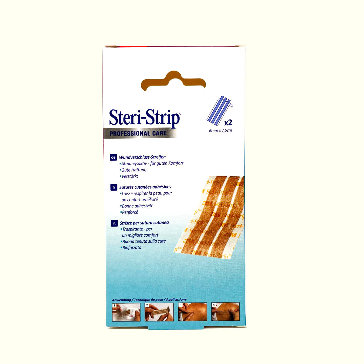 3M Steri-Strip Blendtone, Wundverschlussstreifen, hautfarben, steril, 2 x 3 Streifen 6 mm x 75 mm