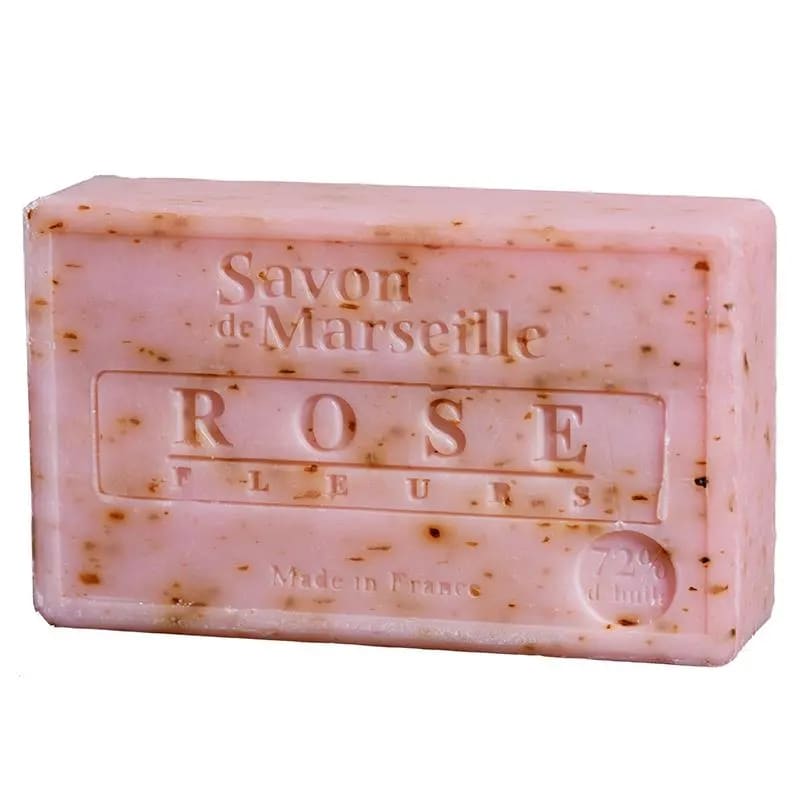 Natürliche Marseille Seife mit Rosenblütenblatt, 100g